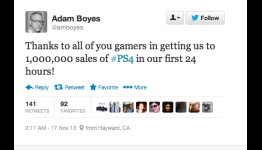 Head of Sony Publisher Relations Says “Thank You” To Gamers For  1,000,000 Sales