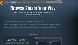 Valve introduces Steam tags to the Steam store, “a powerful new way to shop for games”