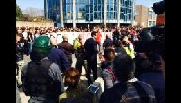Milan fans protest outside San Siro
