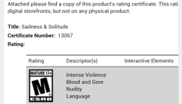 Sadness ESRB Rating