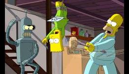 ‘Simpsons’-‘Futurama’ Crossover Sneak Peek: Homer And Bender Toy With Bart
