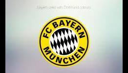European club badges in the colours of a rival club