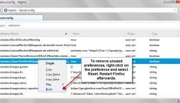 How to remove unused preferences from Firefox’s about:config page