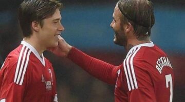 David Beckham is replaced by son Brooklyn in charity match