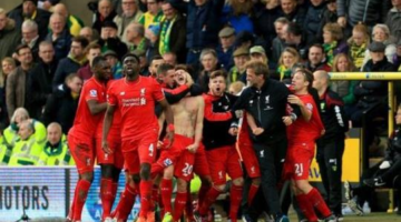 Liverpool boss Jurgen Llopp breaks glasses during wild celebrations after late 5-4 win vs Norwich