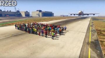 Watch Over 100 People Try to Stop a Plane Landing in GTA V
