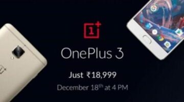 The OnePlus 3 will go on sale at Rs 18,999 at 4PM on 18 December on Flipkart