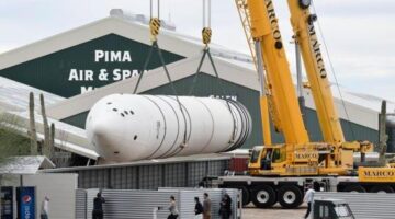 Space shuttle solid rocket booster arrives for display at Arizona museum