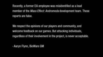 BioWare Issue a Statement Against Verbal Attacks on Employees
