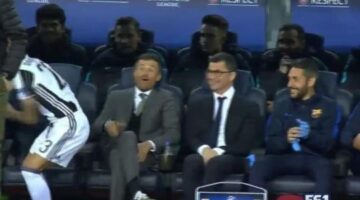 Luis Enrique’s hilarious reaction as Barca vs Juve kicks off without Dani Alves