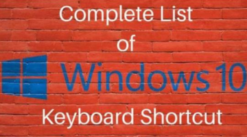 Complete list of Windows 10 Keyboard Shortcut Keys