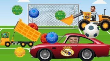 Fun for kids Messi humiliated by Cristiano Ronaldo playing football with car – video for kids