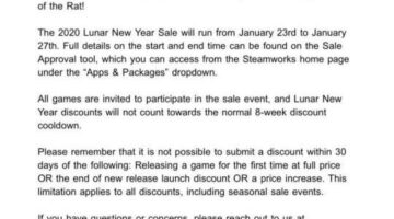 Rumor: Steam Lunar Year Sale Dates Released