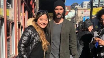 Keanu Reeves and Carrie-Anne Moss pictured filming The Matrix 4