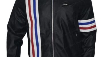 Peter Fonda Captain America Flag Logo Jacket | Black Leather Jacket
