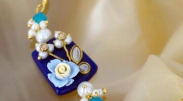 Navy Pearl Floral Bracelet Rakhi for Brother by Niscka | Rakhi for Bhai