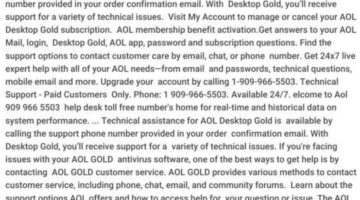 Aol Desktop Gold support number 909-966-5503