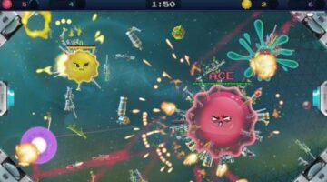 Blobs battle in Armed and Gelatinous: Couch Edition