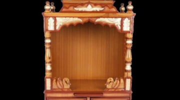 Sacred Space Medium Floor Rested Pooja Mandir without Door (Teak Gold)
