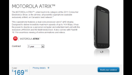Motorla ATRIX from Bell is now available for $169.95 on three year Contract