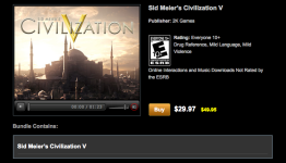 Civilization V is dropped to 40% off
