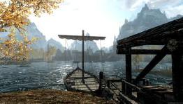 A Ship on the water – a tweaked Skyrim screenshot