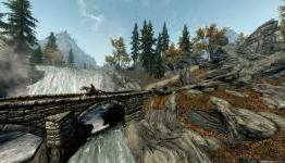 Crossing a bridge – from The Elder Scrolls V: Skyrim.