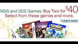 Nintendo DS and 3DS Games: Buy Two for $40 at Amazon.