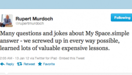 Murdoch tweets about Myspace: ‘We screwed up in Every Way Possible’