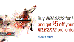 Buy NBA 2K12 for $9.99 and get $5 off your MLB 2K12 Pre-order