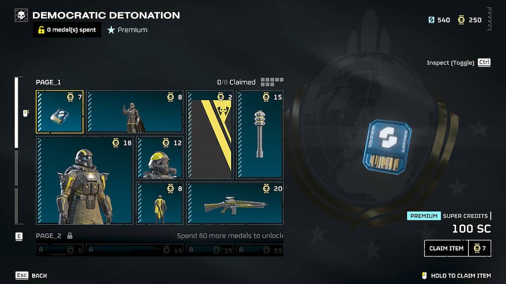 Helldivers 2 screenshot of Democratic Detonation Page 1