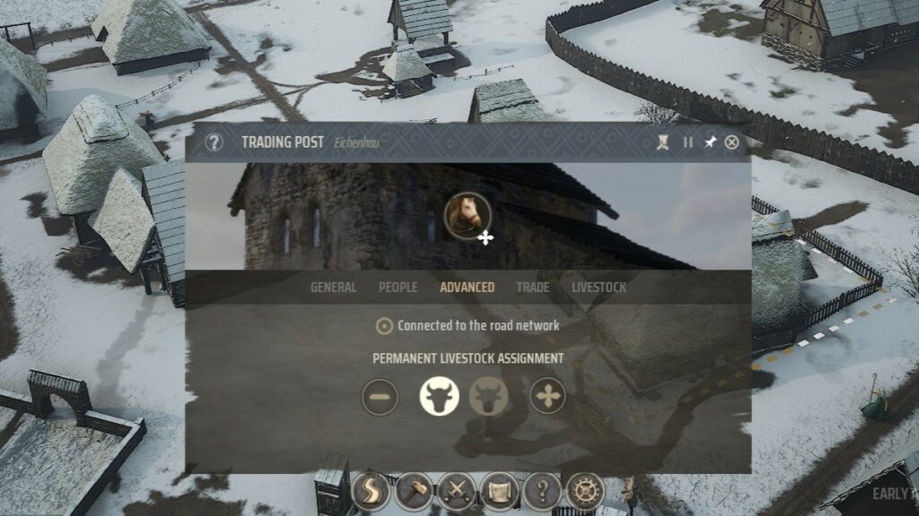 Manor Lords image of the advanced tab of the Livestock Trading Post