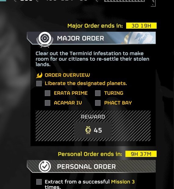 Helldivers 2 current Major order