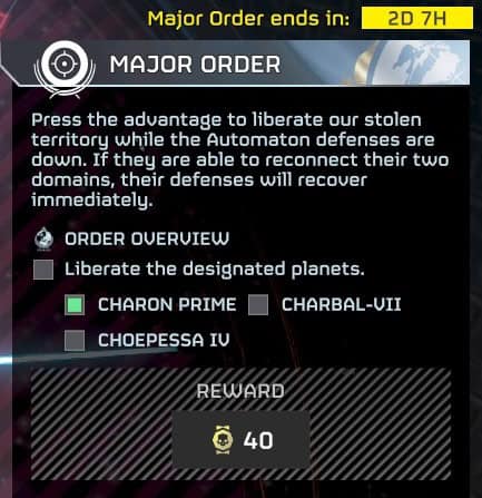 Helldivers 2 major order objective