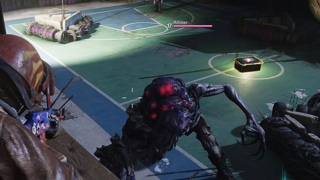 Once Human playing firing at a monster