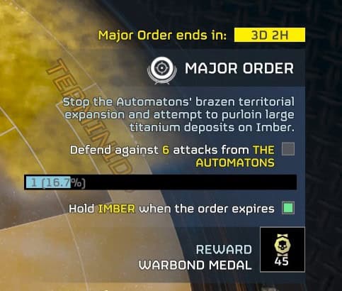 Helldivers 2 major order objective