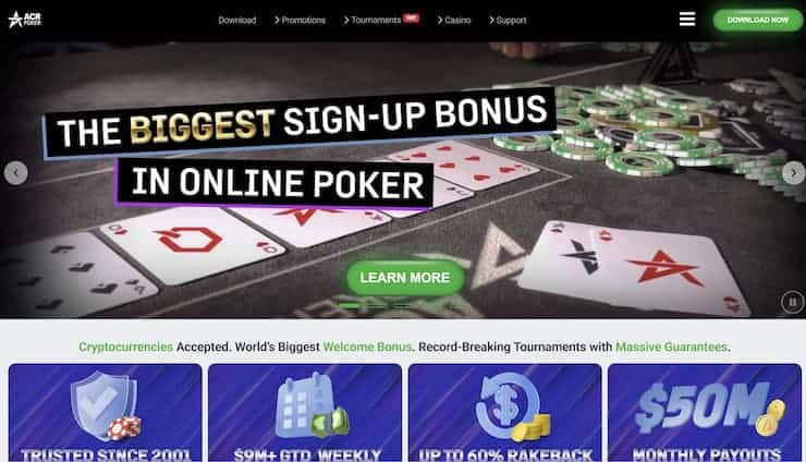 An image showing ACR Poker, one of the oldest-running poker sites.