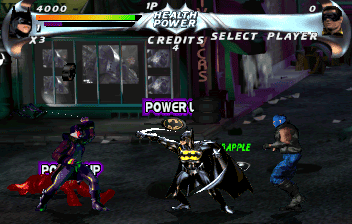 Image showing the Batman Arcade game. With characters fighting each other. 