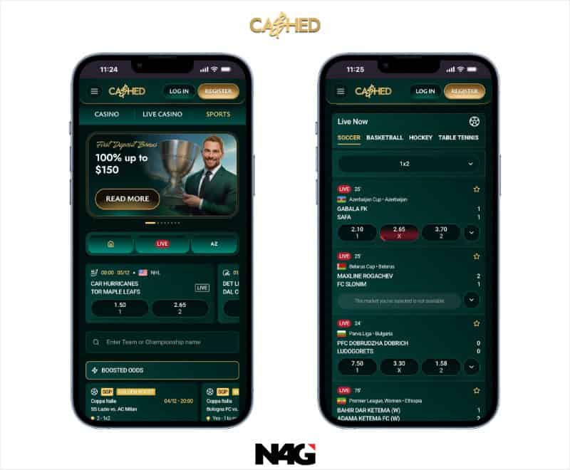 Image of the Cashed betting app on mobile in Australia
