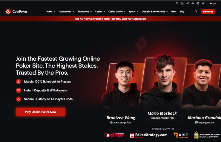 A look at the CoinPoker homepage