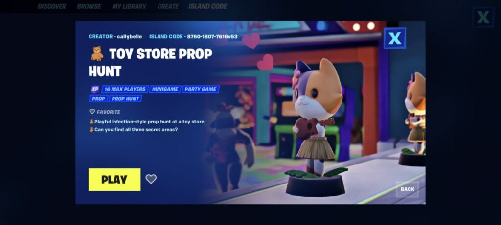 A creative map course in Fortnite.