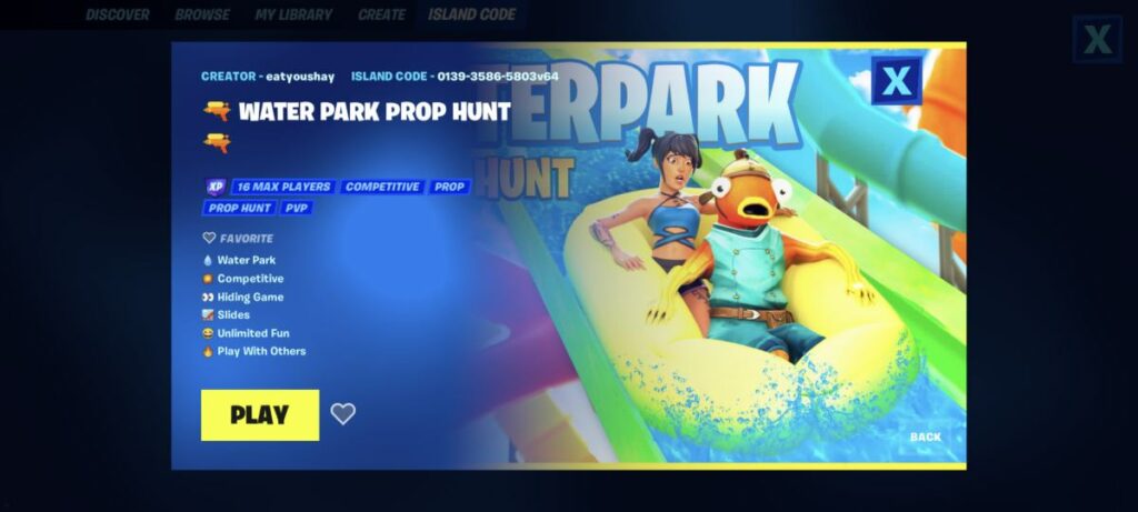 A creative map course in Fortnite.