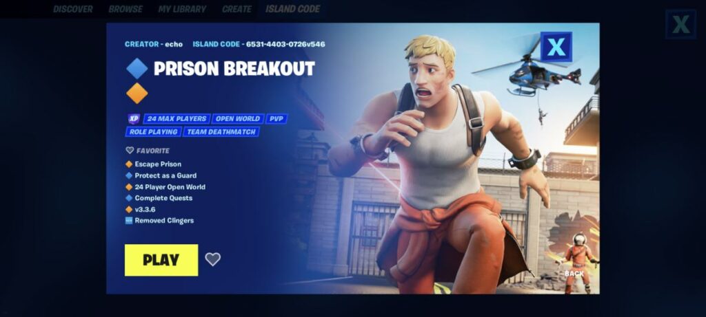 A creative map course in Fortnite.