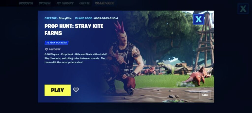 A creative map course in Fortnite.