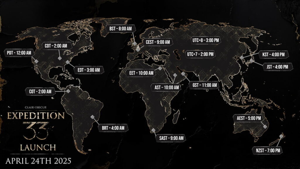 Clair Obscur: Expedition 33 release date time zones