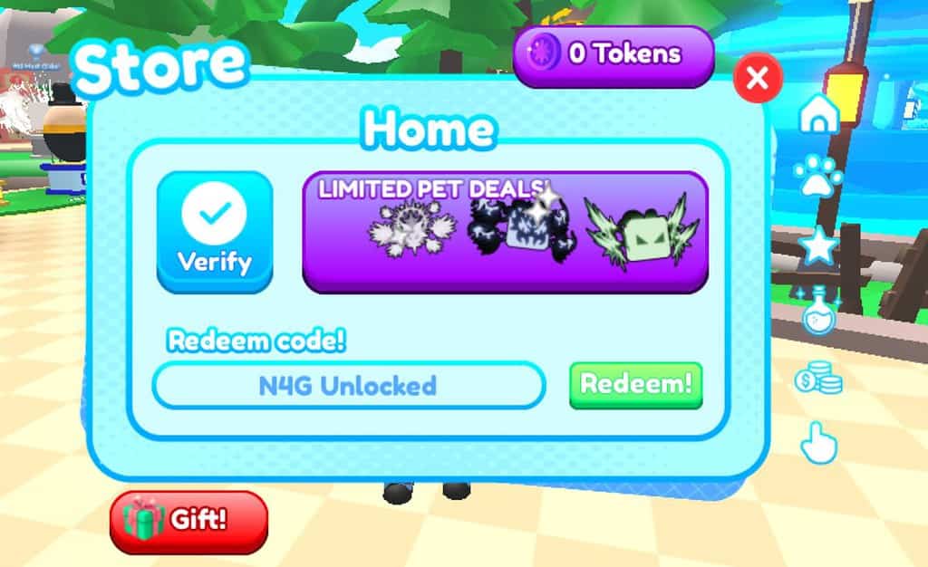 Redeem place for Roblox clicking simulator