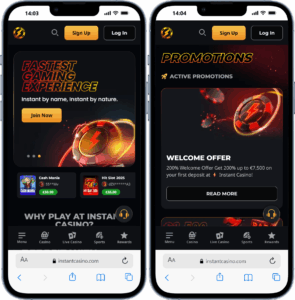 Мобильные страницы казино Instant Casino