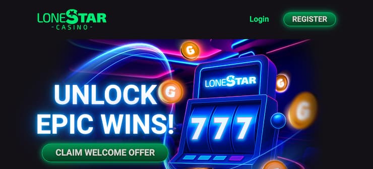 The landing page of top social casino Lone Star.