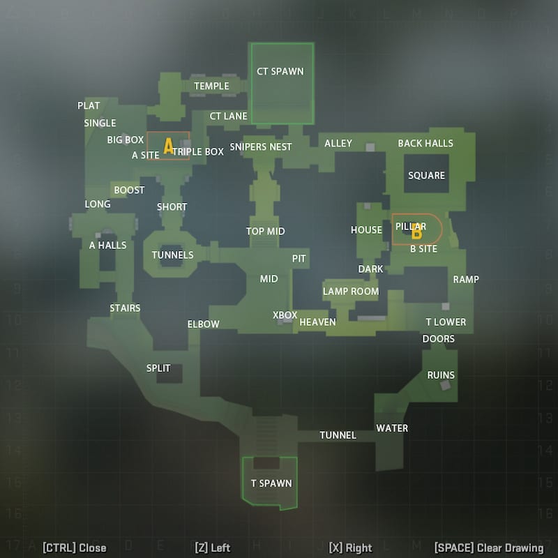 Image of a layout of map Ancient in CS2