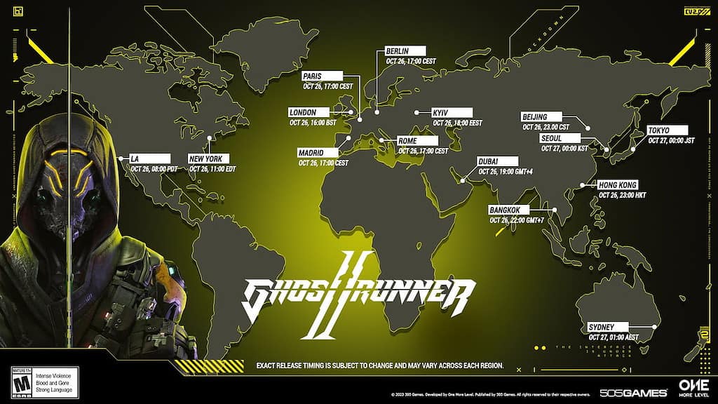 Ghostrunner 2 map of release dates by region